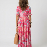 Lone | Short Sleeve V Neck Floral Midi Dress