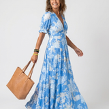 Lone | Short Sleeve V Neck Floral Midi Dress