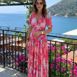 Lone | Short Sleeve V Neck Floral Midi Dress