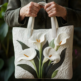 Elegant Calla Lily Bloom | Handmade Quilted Tote