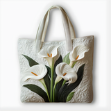 Elegant Calla Lily Bloom | Handmade Quilted Tote