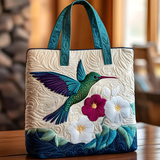 Emerald Hummingbird Bloom | Handmade Quilted Tote