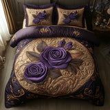 Violet Pink 3-Piece Quilted Bedding Set