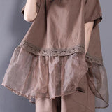 Khaki Cotton Linen Two-Piece Set