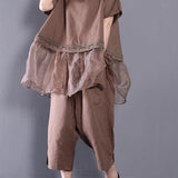 Khaki Cotton Linen Two-Piece Set