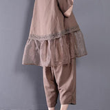 Khaki Cotton Linen Two-Piece Set