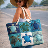 Artisan Blue Turtle Beach Tote