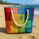 Custom Beach Tote with Paw Print Patch