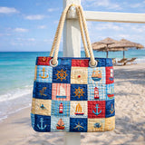 Artisanal Beach Tote | Ocean-Inspired Patchwork