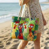 Handcrafted Beach Tote | Quirky Chicken Design