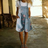 Adriana - Floral Denim Jumpsuit with Soft Cotton Feel and Vintage Wash