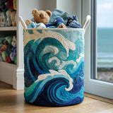 Handcrafted Laundry Basket in Soft Sea Foam