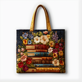 Golden Bloom Library | Handmade Quilted Tote