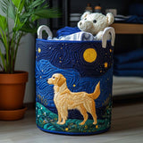 Handcrafted Golden Dog Charm Laundry Basket
