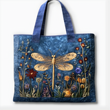 Golden Dragonfly Wildflower Garden | Handmade Quilted Tote