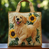Golden Retriever Sunflower Joy | Handmade Quilted Tote
