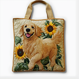 Golden Retriever Sunflower Joy | Handmade Quilted Tote