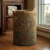 Handcrafted Laundry Basket - Tree of Life Design
