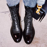 Gabriela - High-Quality Black Synthetic Leather Boots