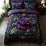 Violet Pink 3-Piece Quilted Bedding Set