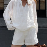 White Long Sleeve Two-Piece Set