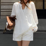 White Long Sleeve Two-Piece Set