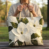 Magnolia Blossom Grace | Handmade Quilted Tote