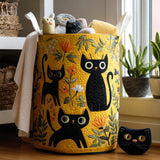 Handcrafted Cat-Themed Laundry Basket