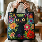 Midnight Garden Cat | Handmade Quilted Tote