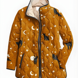 MYA™ | Black Quilted Jacket with Cat Pattern