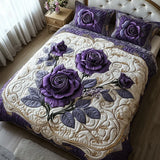 Violet Pink 3-Piece Quilted Bedding Set
