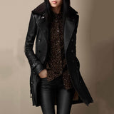 Lisa | Elegant natural leather coat, 3/4 length