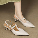 Authentic Noir Leather High Heels