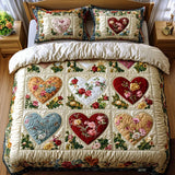 3-Piece Quilted Bed Set - Heartfelt Lovers' Design
