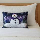 Purple Snowman Padded Cushion Cover