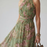 Mirelle | Gathered Halter Midi Dress