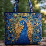 Royal Peacock Elegance | Handmade Quilted Tote