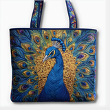 Royal Peacock Elegance | Handmade Quilted Tote
