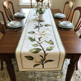 Rustic Magnolia Flower Quilted Table Runner