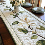 Rustic Magnolia Flower Quilted Table Runner