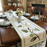 Rustic Magnolia Flower Quilted Table Runner