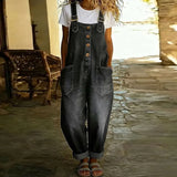 Carmen - Vintage Cotton Denim Jumpsuit with Adjustable Straps