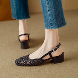 Renée™ Woven Square-Toe Heels Sandals
