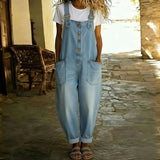 Carmen - Vintage Cotton Denim Jumpsuit with Adjustable Straps