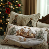 Snowy Cabin Padded Cushion Cover