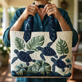 Tropical Sea Turtle Leaves | Handmade Quilted Tote