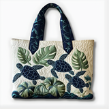 Tropical Sea Turtle Leaves | Handmade Quilted Tote