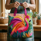Vibrant Tropical Flamingo | Handmade Quilted Tote