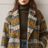 Sienna | Earth Tone Check Longline Coat