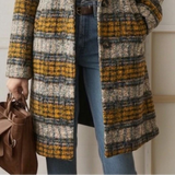 Sienna | Earth Tone Check Longline Coat